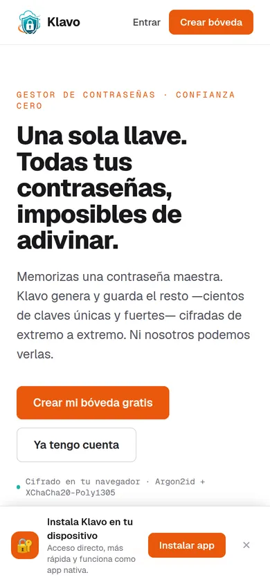 Klavo como app en el celular